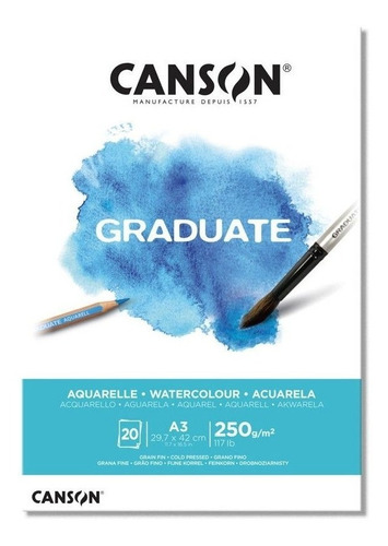 Block Canson Graduate Acuarela A3 20hojas 250gr