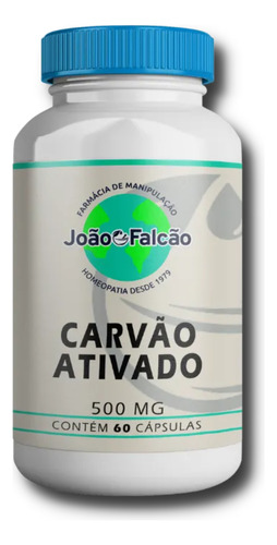 Carvão Ativado 500mg - 60 Cápsulas Sabor Sem Sabor