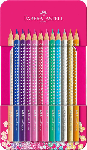 Colores Premiun Sparkle X12 Estuche Metálico Faber Castell 