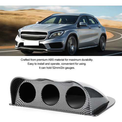 Triple Dash Gauge Pod De Fibra De Carbono Con 3 Orificios