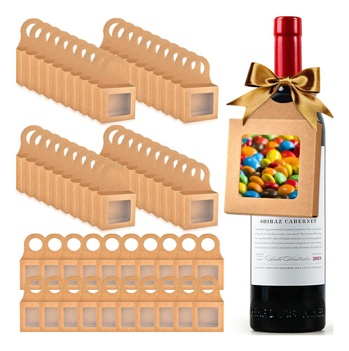 Caja De 60 Botellas De Vino De Papel Kraft Con Ventana Para