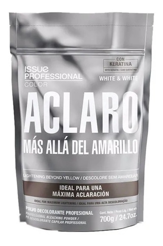 Polvo Decolorante Issue Aclaro White & White Keratina X700gr