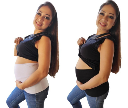 Imagem 3 de 6 de Kit Sos Barriga Gestante 1 Extensor De Calça + 2 Faixas