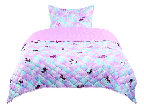 Set De Colcha De Unicornio Para Niñas Tadpoles De 2 Piezas