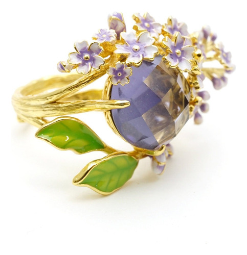 Anillos De Boda Con Flores Grandes De Esmalte De Moda Para M