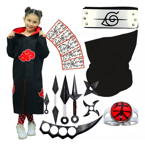 Capa Manto Akatsuki Infantil Itachi Cosplay Nuvem Vermelha