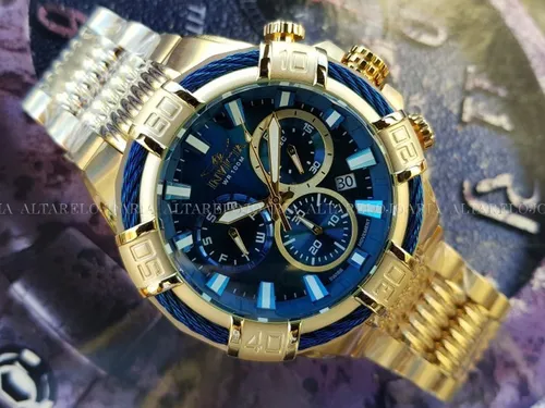 Invicta Bolt Blue Dial Chronograph 25866 reloj casual acero inoxidable  dorado dial azul para hombre - TIME Guatemala