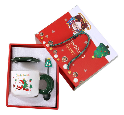 Juego De Tazas De Cerámica Árbol De Navidad Verde