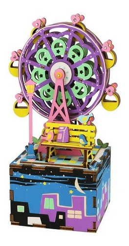 Imagen 1 de 5 de Caja Musical 3d Puzzle Ferris Wheel Rueda Fortuna Madera