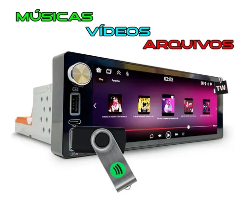Central Multimídia Android Genko 1din Carplay Android Auto Cor