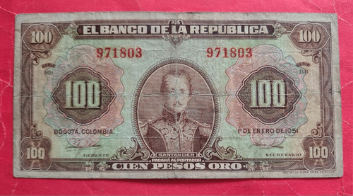 Billete Cien Pesos 1951