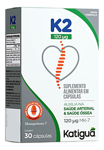 Vitamina K2, Mk-7, Menaquinona-7 30 Cápsulas Katigua