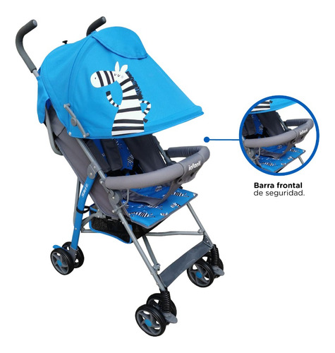 Carriola Bastón Para Bebé Azul Zebra Infanti