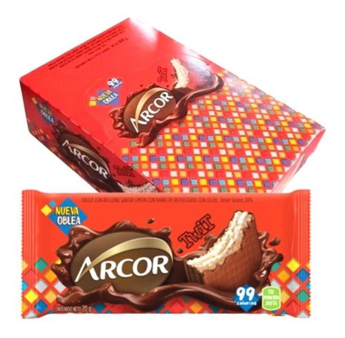 Arcor oblea twit limon bañada en chocolate caja 20u x 20g