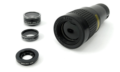 Lente Celular Zoom 12x Telescópica Olho D/peixe Universal