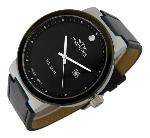 Reloj Montreal Hombre Ml878 Calendario Malla Cuero Sintético