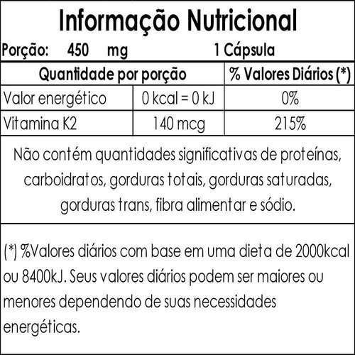 Vitamina K2 Menaquinona 7 Mk-7 1 Cápsula Ao Dia 60 Cáps Duom