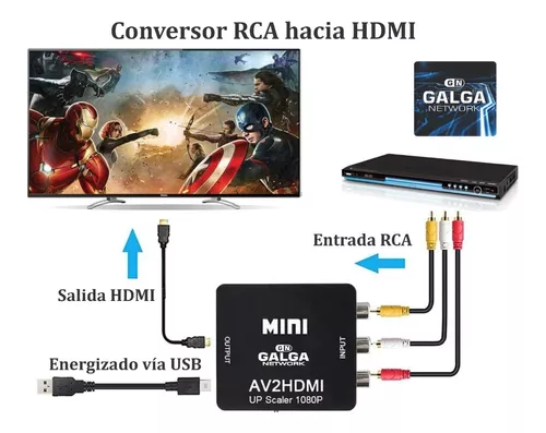 Conversor Rca A Hdmi Adaptador De Video Av2 A Hdmi 720 1080p