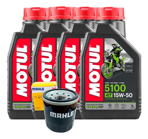 Kit Filtro De Óleo Fram Tenere 1200 + 4 Lts Motul 5100 15w50