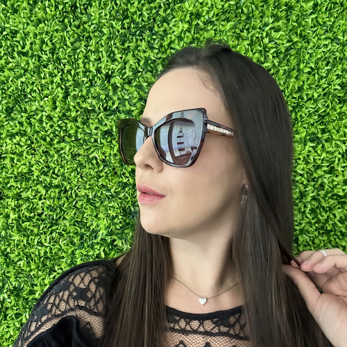 Óculos Solar Ana Hickmann Dani 1 Ah90041 G21 Lente Degradê Cor Marrom