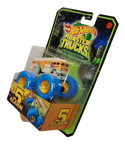 Carrinho Hot Wheels Monster Trucks Brilha No Escuro 5 Alarm