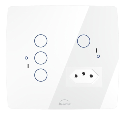 Interruptor Touch 4 Botões Wi-fi + 1 Tomada Dometek Cor Branco 20a