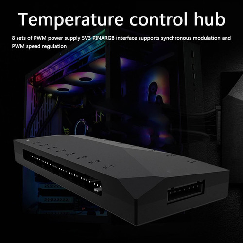 Controlador De Ventoinha Argb Hub Pwm 5v 3pin Externo De 8