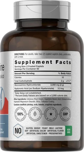 Glucosamina Hcl Con Ácido Hialurónico 2000 Mg 120 Comprimido Sabor