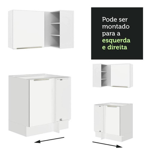 Cozinha Completa De Canto Madesa Lux Com Armário Balcão Bbv Cor Branco/Branco Veludo