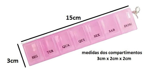 Imagem 2 de 2 de Porta Comprimidos Semanal 7 Compartimentos - Rosa