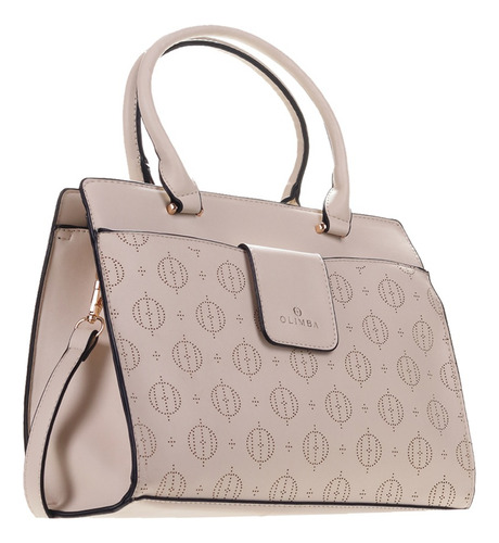 Bolsa Tote Olimba Para Mujer Elegante Mediano 9850 Beige Lisa Oro
