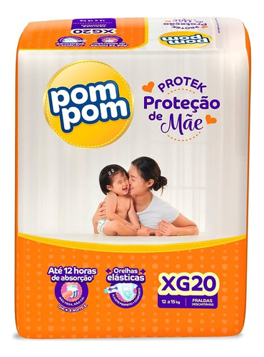 Fraldas Pom Pom Protek Proteção de Mãe XG x 20 unidades