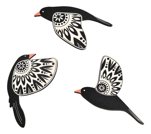 2 X 3 Piezas De Pájaros De Madera Decorativos Para Pared,