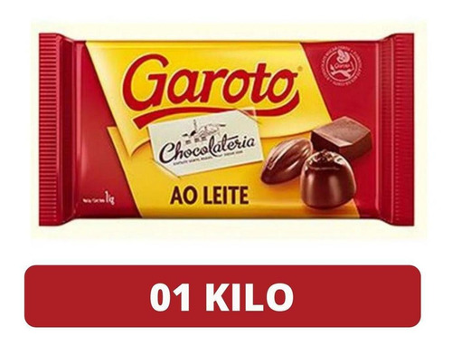 Barra Chocolate Garoto 1kg Ao Leite Para Pascoa Derreter