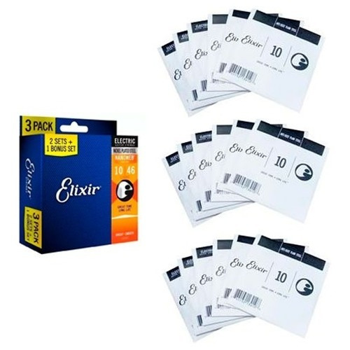 Kit 3 Encordoamento Elixir 010 Guitarra Pack L3p2 16542 Usa