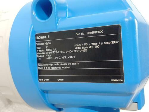 Endress Hauser Prowirl F 3 150# Stainless Flow Meter 72 Ttv
