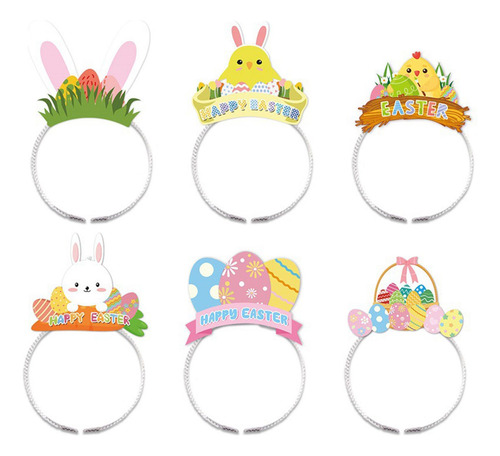 Diadema Con Tema De Pascua Para Niños, 6 Uds., Decoración