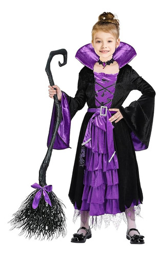 Disfraz De Hechicera De Halloween De Lujo Bruja Incluye Accesorio Para El Cuello  Pieza Con Cuello Alto Y Mangas Acampanadas