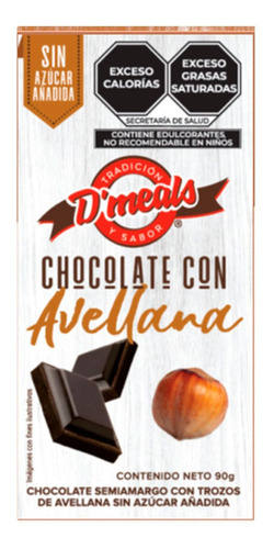 Chocolate D'meals Avellanas Sin Azúcar 90g