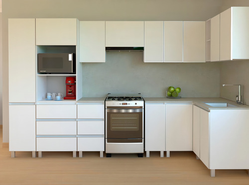Alacena Potenza Blanco 1m 2 Puertas Perfil Aluminio Cocina Blanco