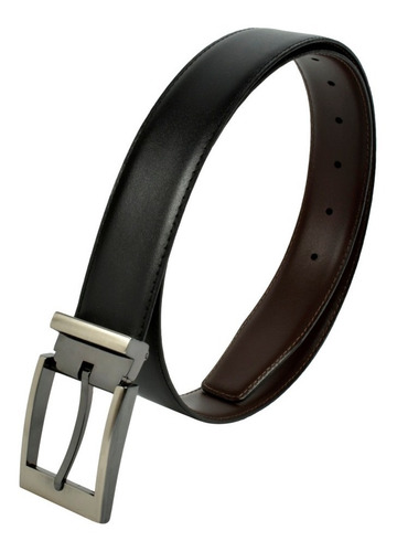 Cinturón Reversible De Vestir Piel Para Hombre Negro Y Café