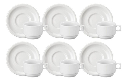 Set de 6 tazas de café con platillos Protel Porcelana Schmidt color blanco