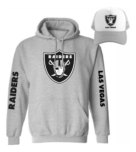 Kit Sudadera + Gorra Sublimada Mod Nfl Las Vegas Raiders