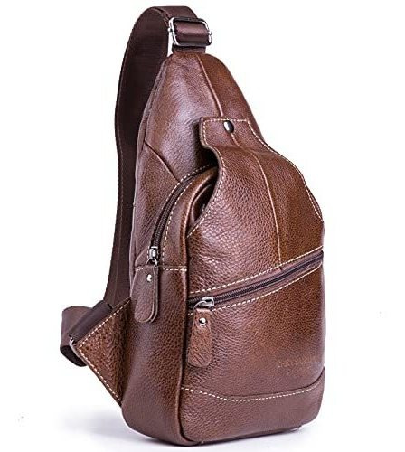Imagen 2 de 7 de Mochila De Hombro De Cuero Genuino Bandolera Unisex Al Aire