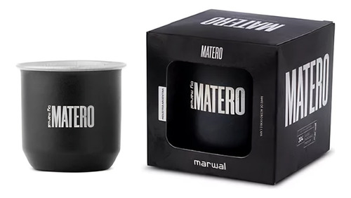 Mate Matero Negro Acero Inoxidable + Caja Regalo