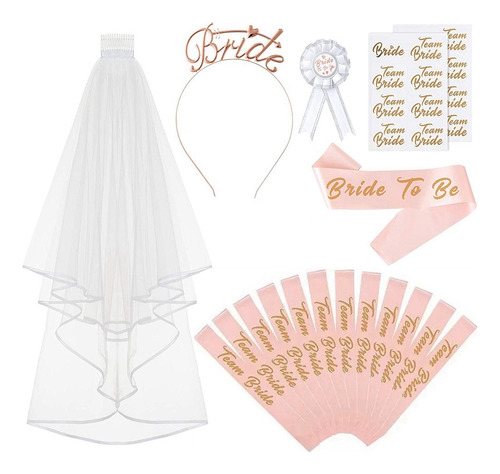 Despedida Soltera Liston Banda Bride Diadema 18pc Accesorios