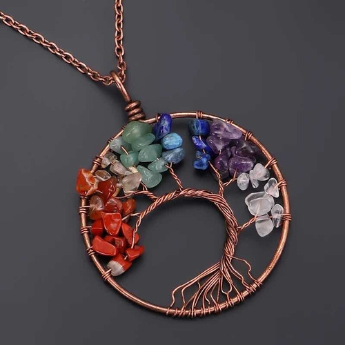 Collar Arbol De La Vida 7 Chakras Color Azul