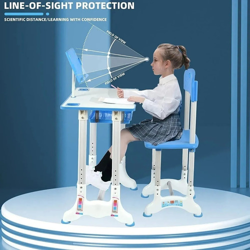Imagen 5 de 6 de Juego De Escritorio+silla Para Niños, Lámpara Mesa De Tareas