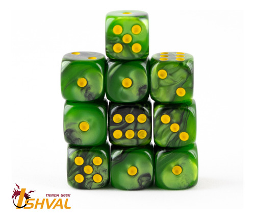 Set De 10 Dados D6 Minis - Lying Toad - 12mm Verde