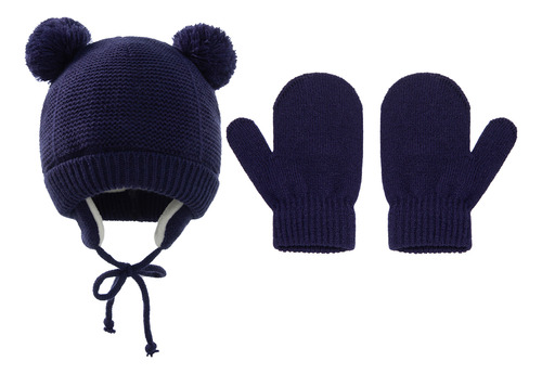 Conjunto De Gorro Y Guantes Para Niños Con Solapa En Las Ore